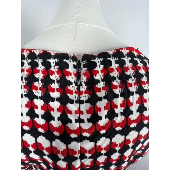 RETRO-STYLE RED WHITE AND BLACK MIDI KNIT DRESS (Women Size: 6) - Picture 11 of 15